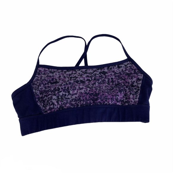 Champion Purple Printed Athletic Sports Bra Gym M - Picture 2 of 7